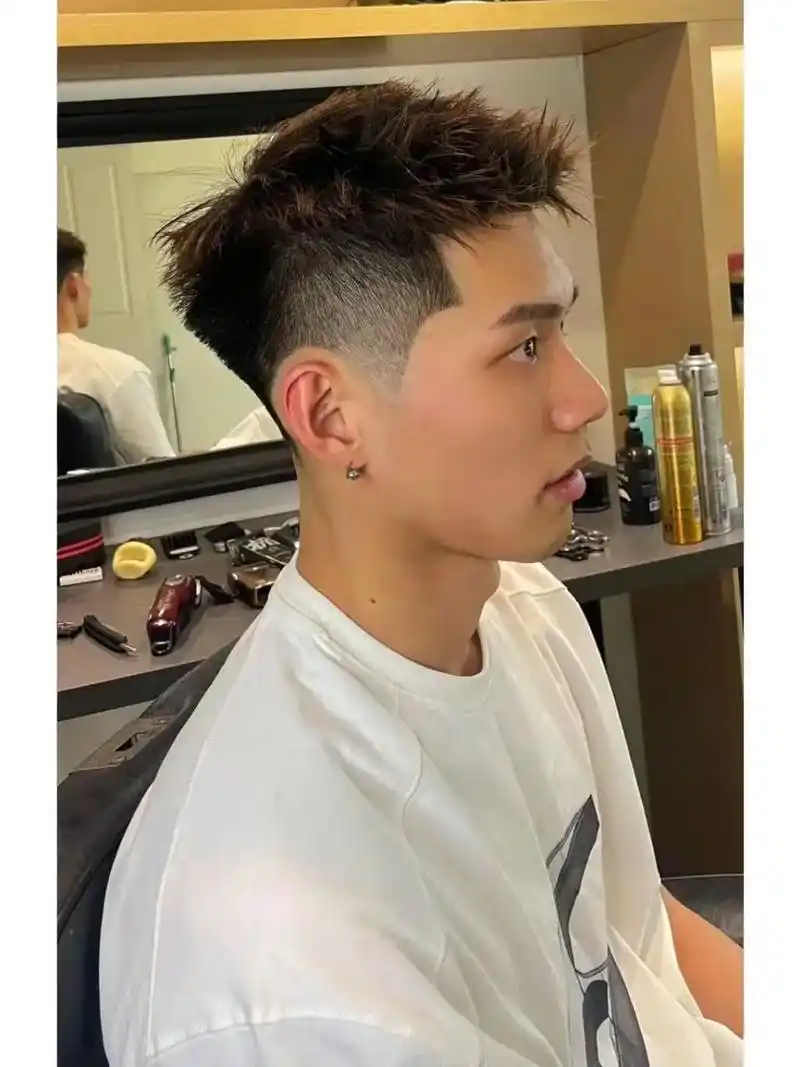 男士渐变摩根前刺 男士干净 清爽发型 前刺发型 摩根前刺 锡纸烫前刺