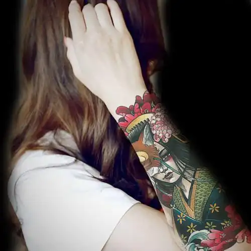 纹身贴半臂男女花臂网男潮ins风女个性刺青身手臂黑暗系花臂艺妓