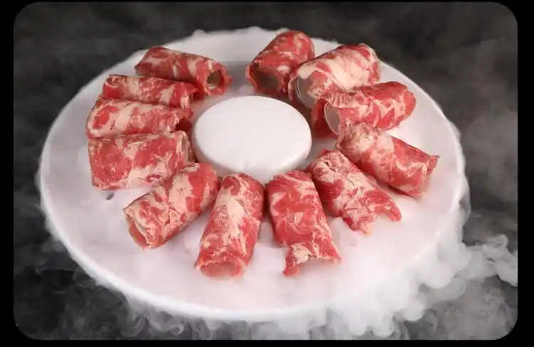 配菜盘干冰盘子毛肚盘肥牛盘牛羊肉摆盘意境菜盘特色火锅店餐具商用白