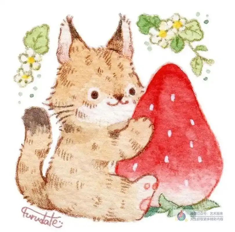 水彩画|一组萌态十足的小动物,它们在做什么呢?