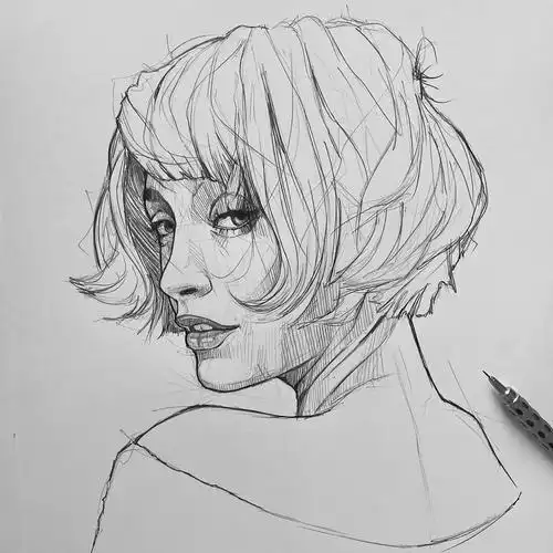 女生素描头像 漂亮女生素描头像