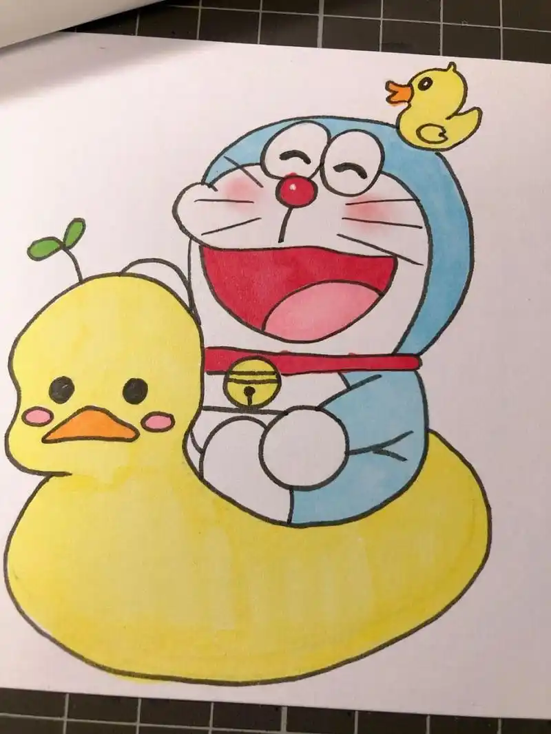 第134幅 图文|多啦a梦简笔画,附线稿.