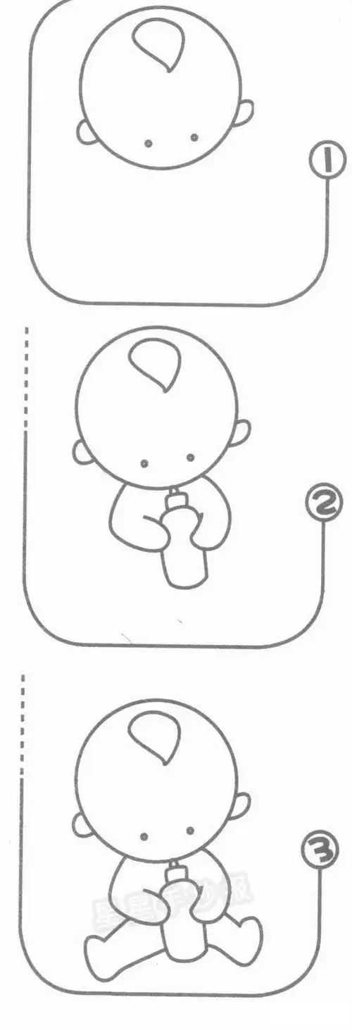 婴儿简笔画简单画法_动漫人物_儿童简笔画大全_可乐云