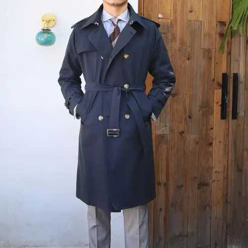 中长款风衣外套 男 欧美潮_鹿三先生意式欧美男士宽松休闲中长款风衣