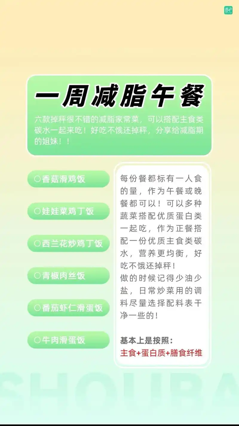 一周减脂午餐食谱!必须要收藏! 选择高质量 - 抖音