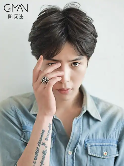 假发男中分 韩版帅气_真发假发男韩版网红帅气中分短发蓬松自然逼真网