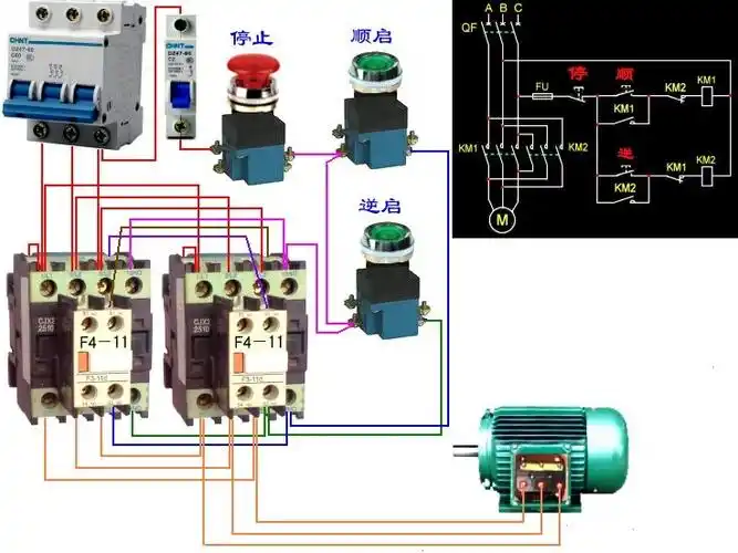 380vcjx2一12交流接触器正反起动接钱实图._百度知道
