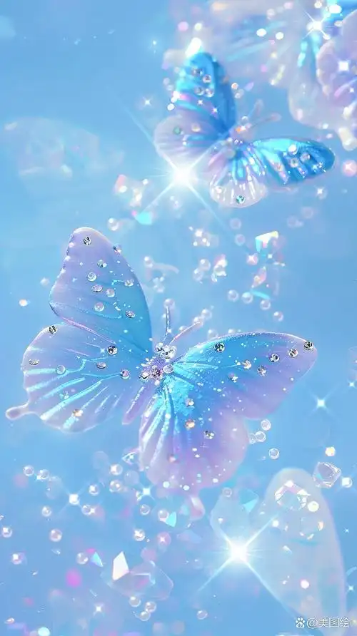 蓝色的蝴蝶壁纸#素材# #手机壁纸#  0396璀璨如星,优雅之舞95