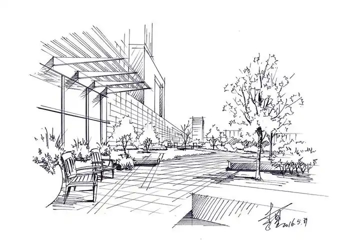 手绘景观效果图