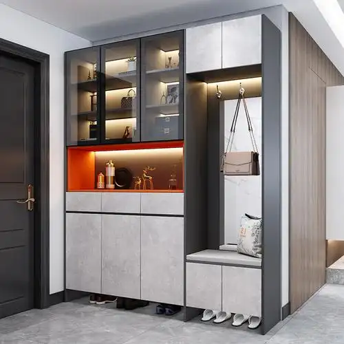 轻奢鞋柜家用现代简约玄关进门一体靠墙入户大容量鞋柜