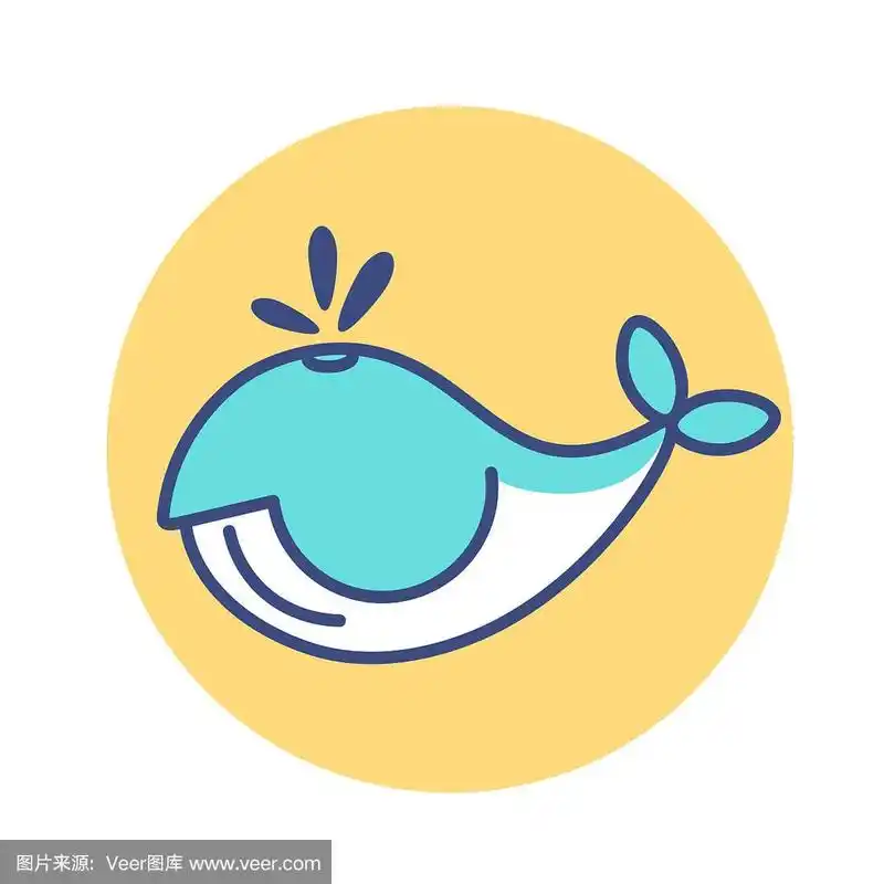 孤立的卡通鲸鱼图标表情符号插画