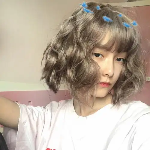 个性_隐形无痕空气刘海假发女 复古奶奶灰色蛋卷发假毛 个性泡面烫