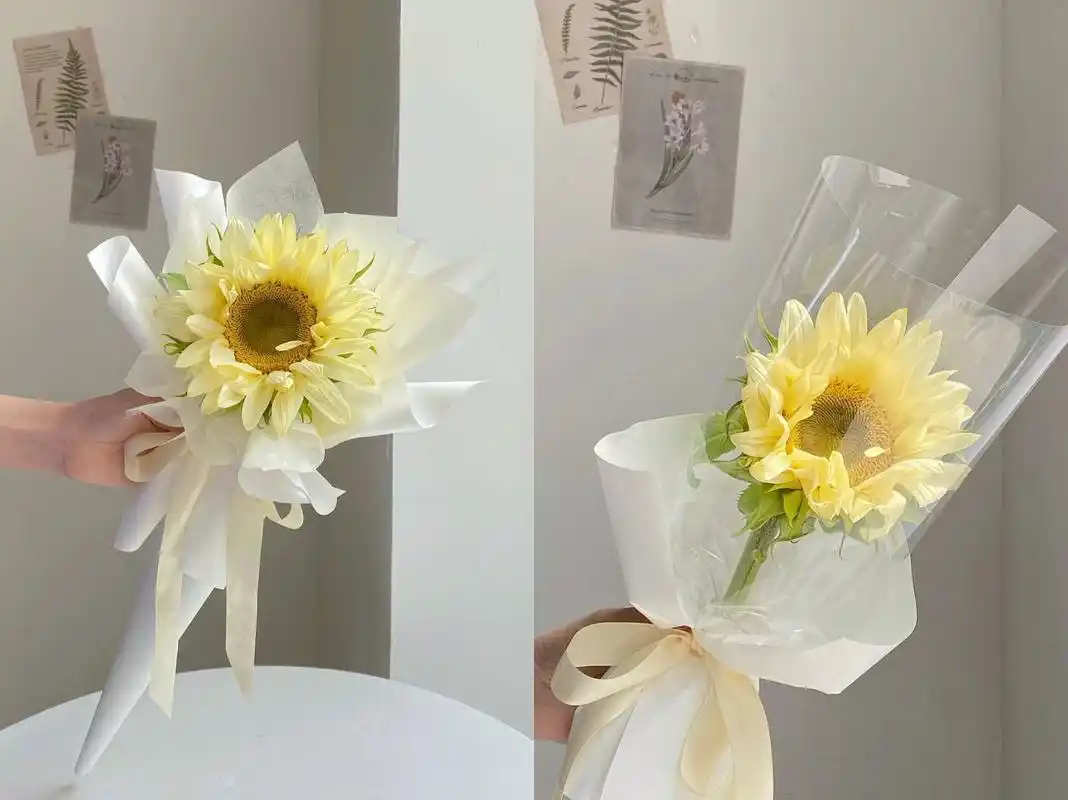 单枝向日葵的4种包法/花束包装/花艺培训 零基础花艺培训课程 花艺