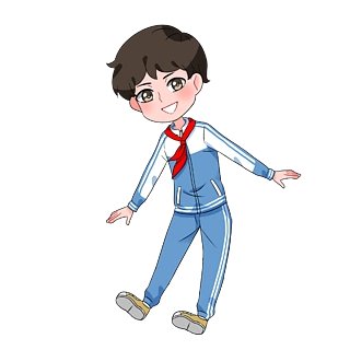 卡通穿校服的小学生男孩