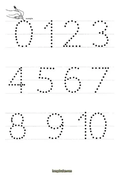 从1写到10数字笔顺描线练习题打印