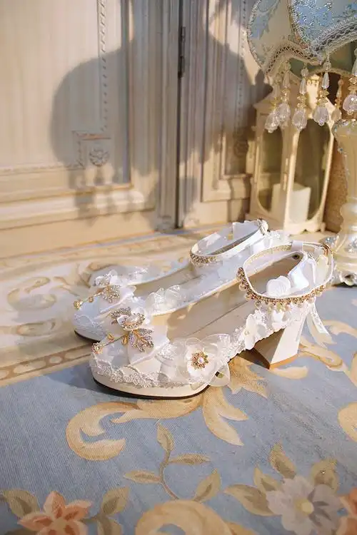 【洛丽塔鞋子】法式少女lolita高跟鞋花嫁鞋手作茶会公主鞋定做洛丽塔