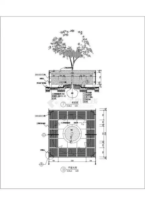 方形树池施工大样图_校园景观_土木在线