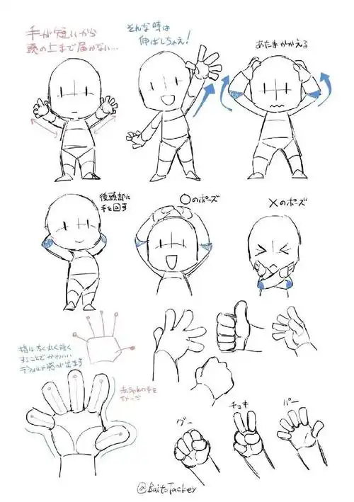 绘画素材#q版动态参考  970基础q版漫画教程97网页链接