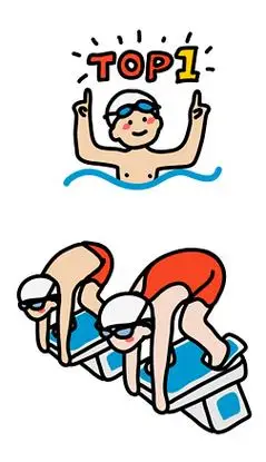 原创儿童手绘游泳可爱表情07