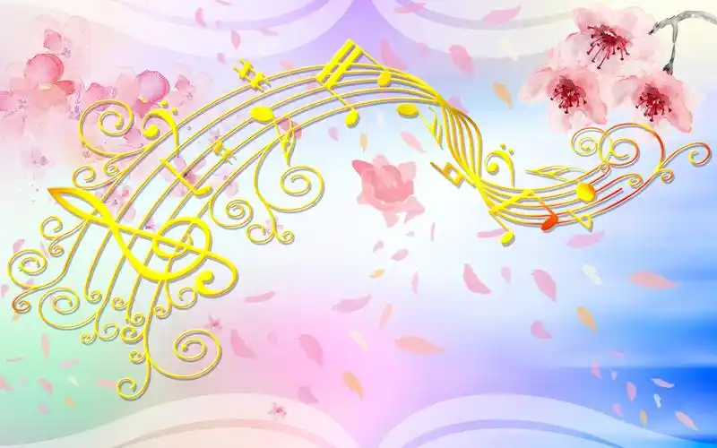 唯美水彩梅花音符背景墙