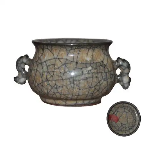 【宋代 哥窑双鱼耳炉】拍卖品_图片_价格_鉴赏_元代以前陶瓷_雅昌艺术