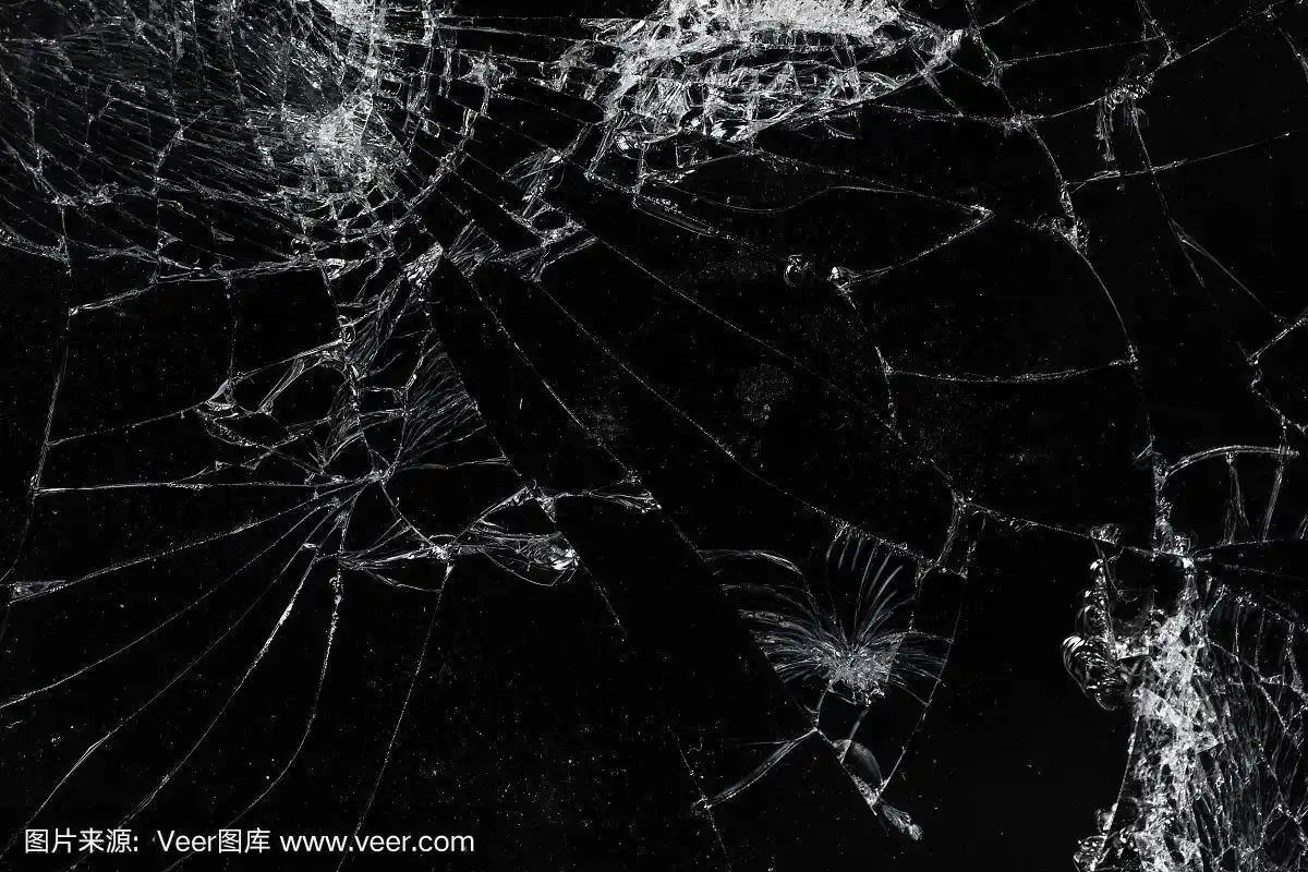 顶视图破碎的手机屏幕玻璃纹理背景.