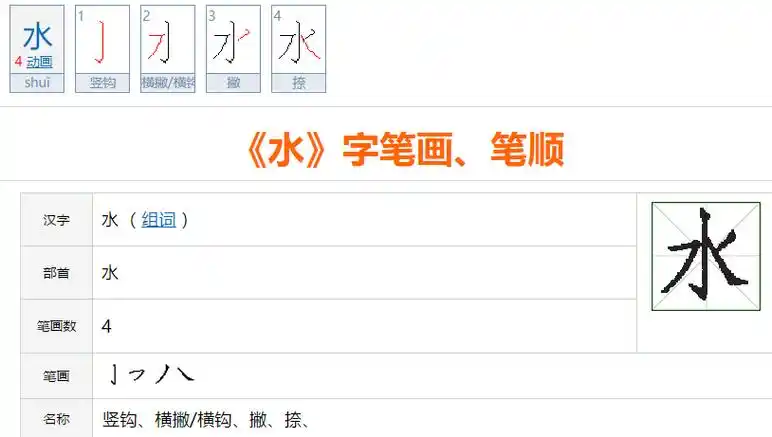 水的第三笔笔画名称是什么