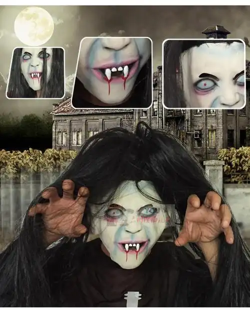 密室逃脱道具白发魔女流血吸血鬼吓人贞子密室逃脱面具鬼脸gsyus 黑发