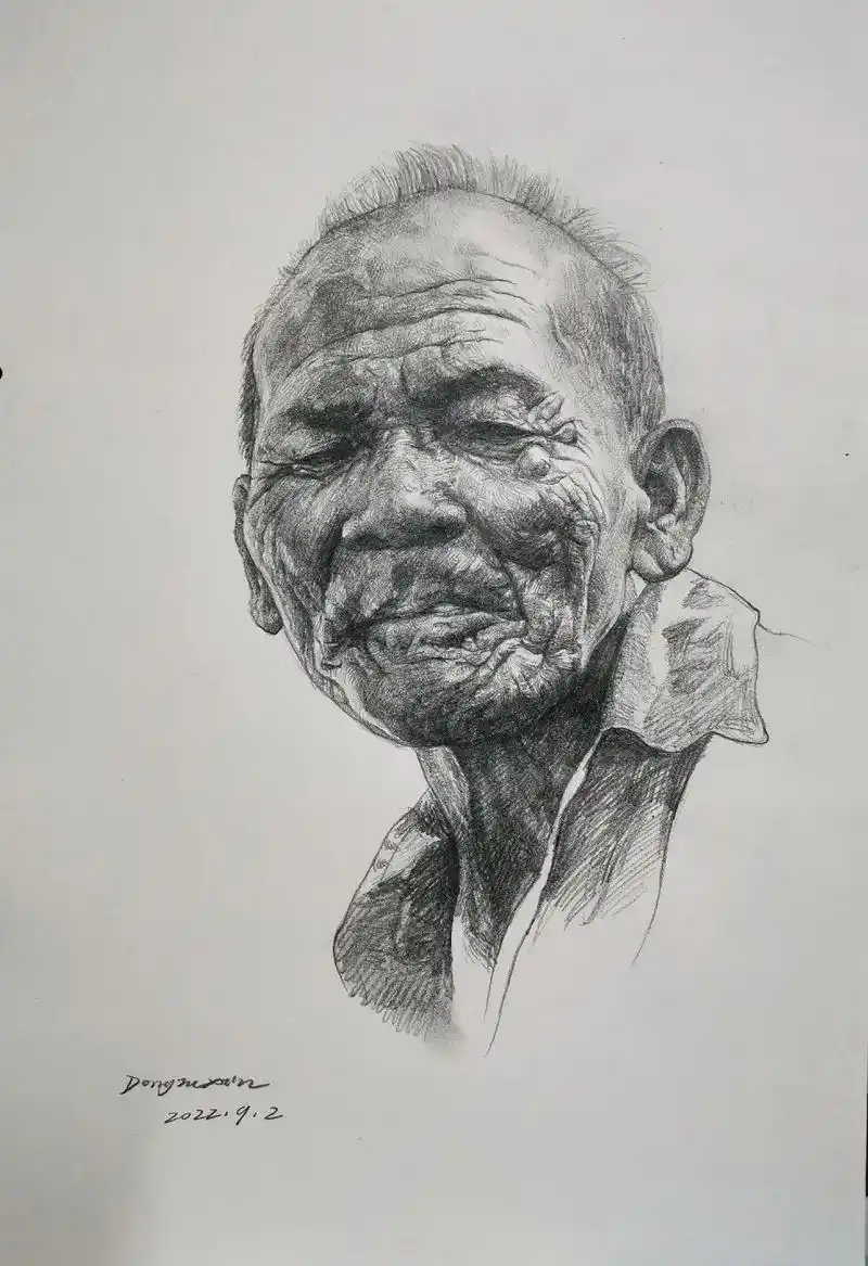 素描人物 #老人#人物肖像 #速写人物 #艺术 - 抖音