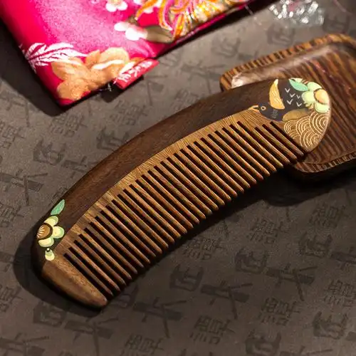 谭木匠新品 礼盒鹊俏枝头 绿檀木梳子
