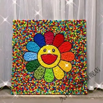 向日葵材料装饰毛球画手工制作无聊手作解闷毛线画b4040单独画板通用