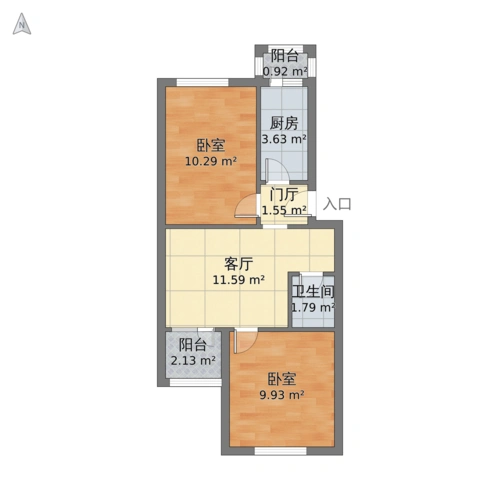 北京市·昌平区·龙华园二室一厅77平米-v2户型图 - 小区户型图 -躺平