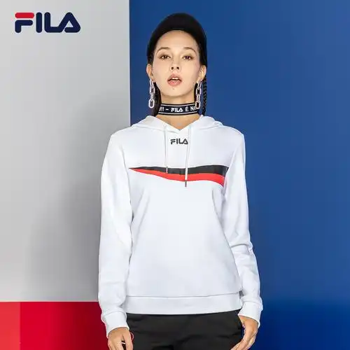 fila斐乐女上衣2018新款连帽卫衣时尚设计百搭舒适运动卫衣