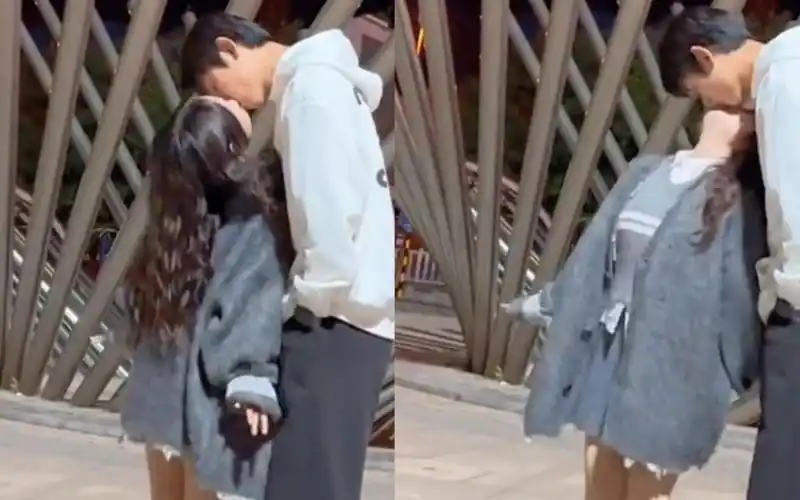 身高差30厘米的情侣街头旋转接吻,360度转圈看懵网友:脖子累吗