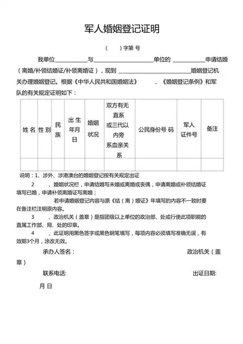 军人婚姻登记证明