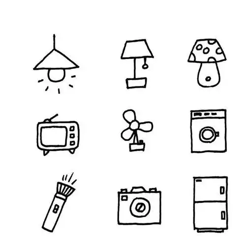 各类日用品家电桌椅文具简笔画教程