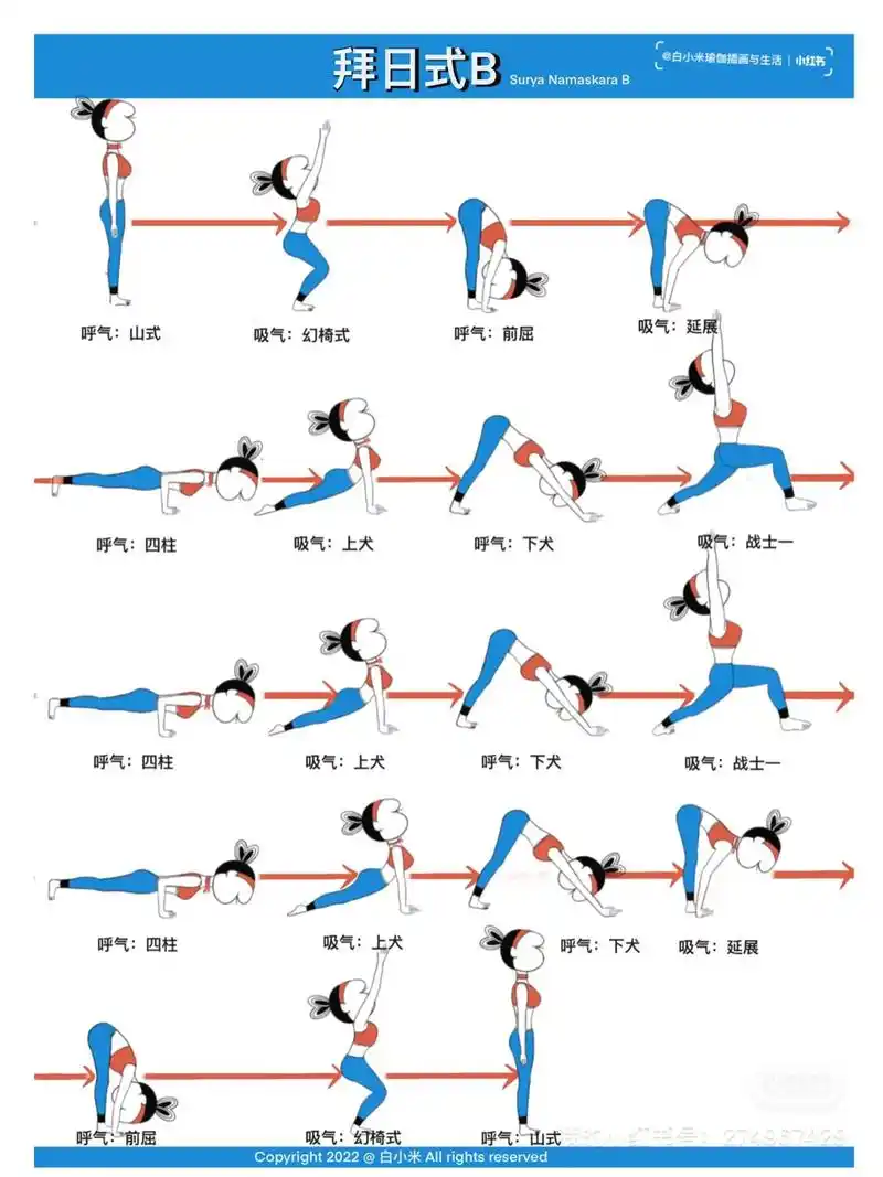 原创|阿斯汤加瑜伽|拜日b(超全步骤与口令词)#瑜伽 #瑜伽 - 抖音