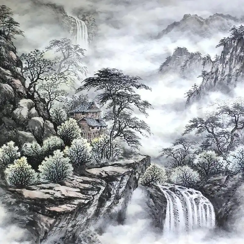 大自然的魅力(手绘国画山水) - 抖音