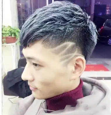 新款男生个性时髦鬓角刻痕发型设计