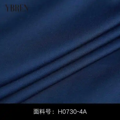 藏蓝色一字领长袖棉混纺经典商务衬衫