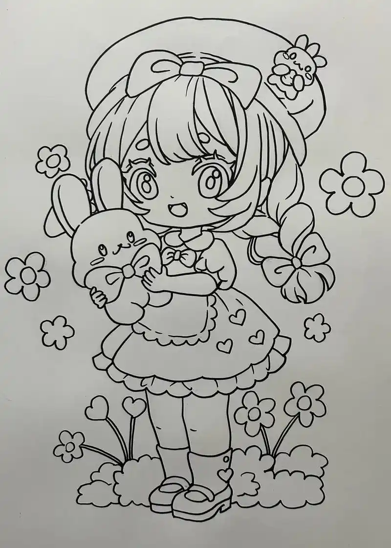 马克笔手绘 #漫画女孩 #q版人物 #一起学画 - 抖音