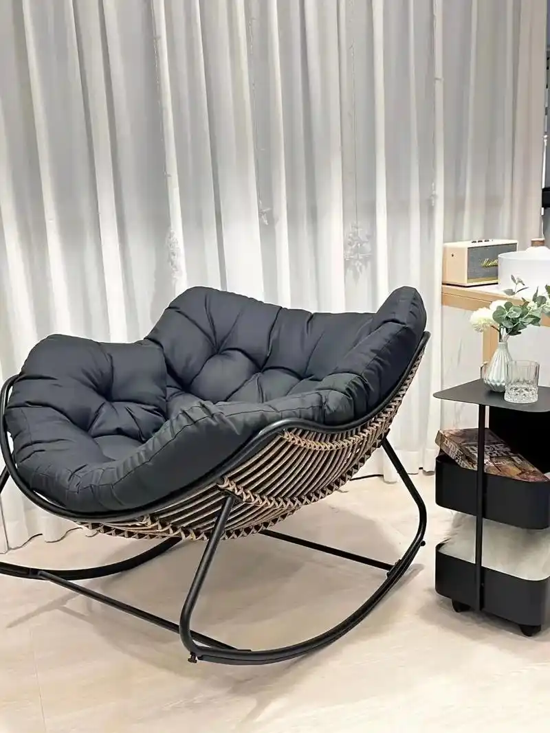 紫叶摇椅躺椅大人藤编室内沙发家用北欧阳台休闲椅 - 抖音