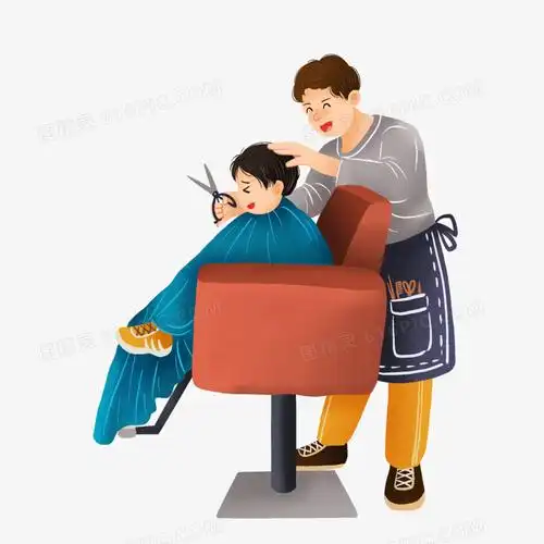 卡通手绘小朋友理发场景元素