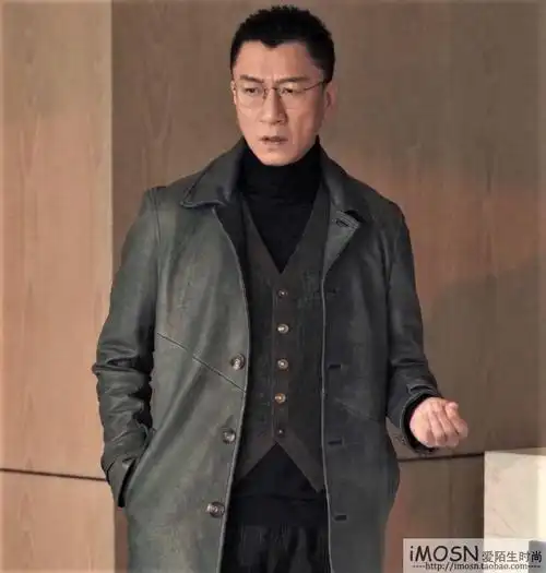 扫黑风暴孙红孙红雷雷同黑色风衣中长2021秋冬皮衣