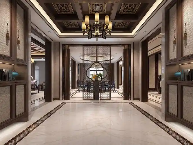 别墅酒店会所装修样板间图片500平米酒店装修效果图新中式