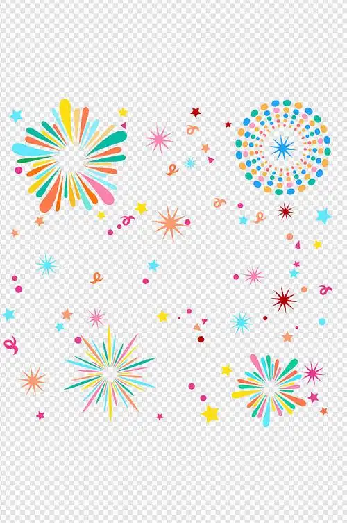 卡通手绘烟花元素