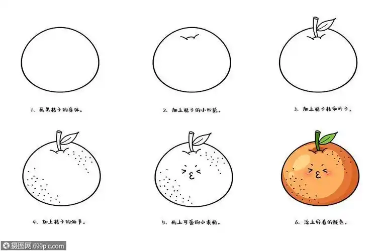 橘子简笔画教程涂色游戏儿童