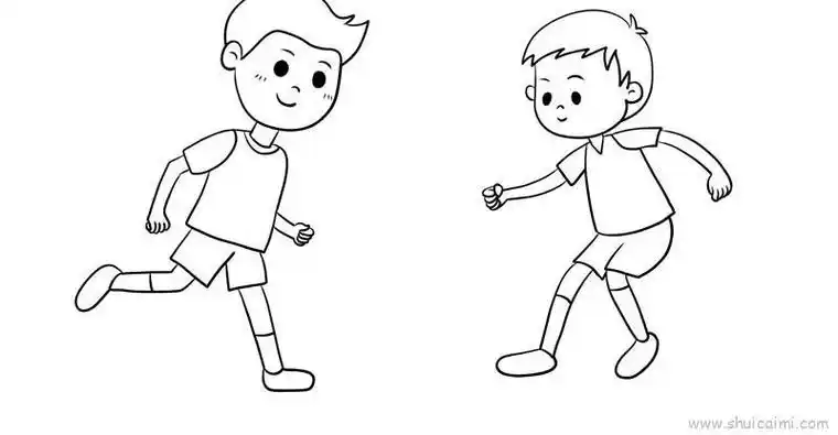 儿童踢足球画简笔画