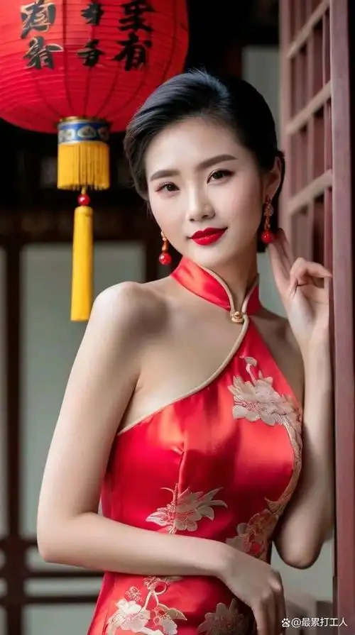 她宛如一朵盛开的牡丹,身着一袭华丽的旗袍,在时光的长河中绽放出迷人