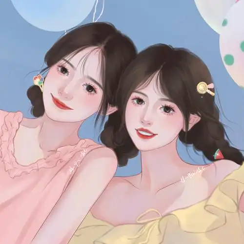 闺蜜头像来啦天台气球手绘头像88100